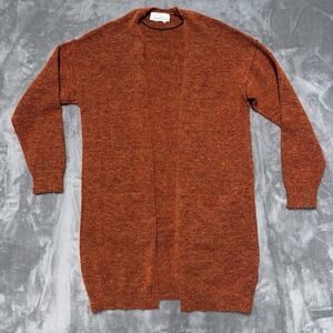 Anthropologie Sweater Womens S Rust Jolie Cardigan Open Front Long Pockets